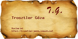 Trosztler Géza névjegykártya